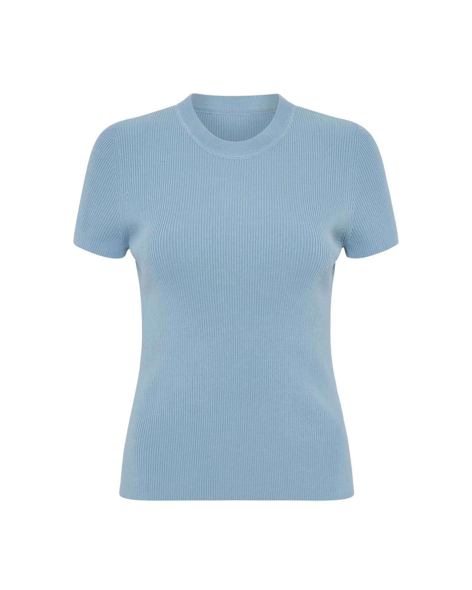 AGNES KNIT TEE - BLUE FOG