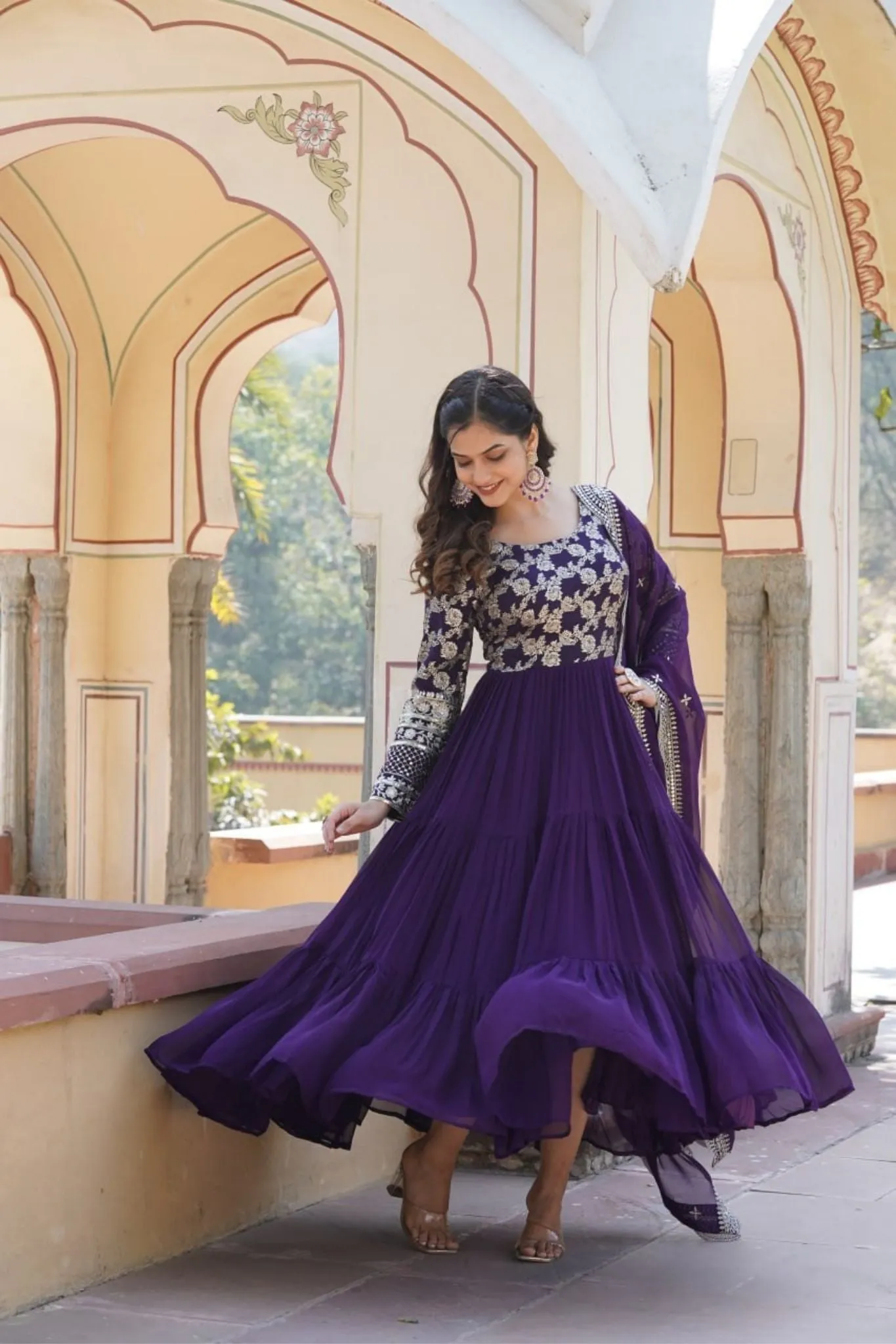 Traditional Elegance Anarkali Gown And Dupatta Set