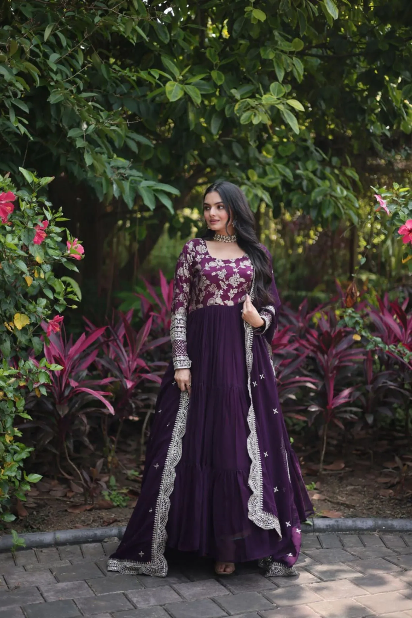 Traditional Elegance Anarkali Gown And Dupatta Set