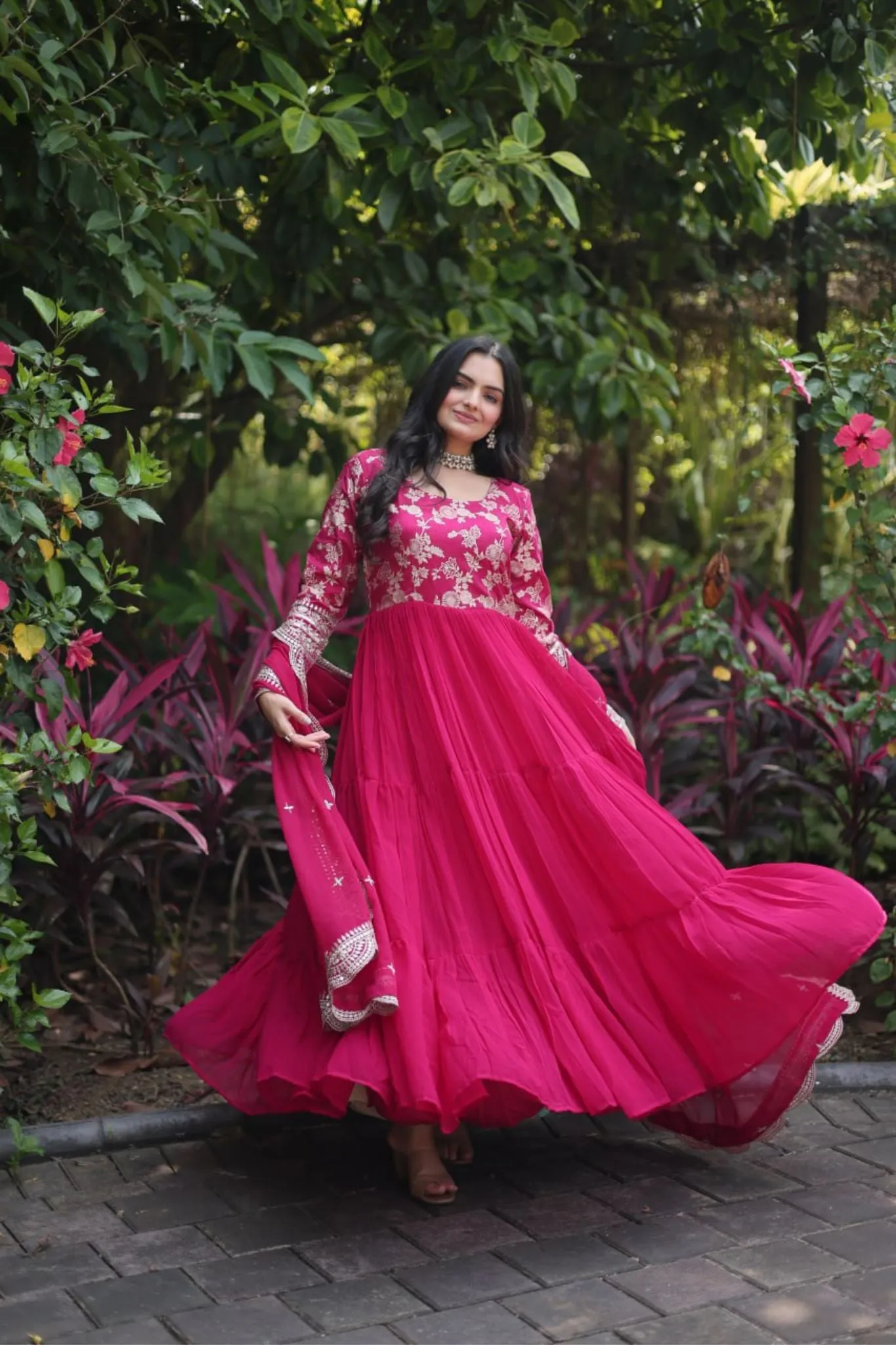 Traditional Elegance Anarkali Gown And Dupatta Set