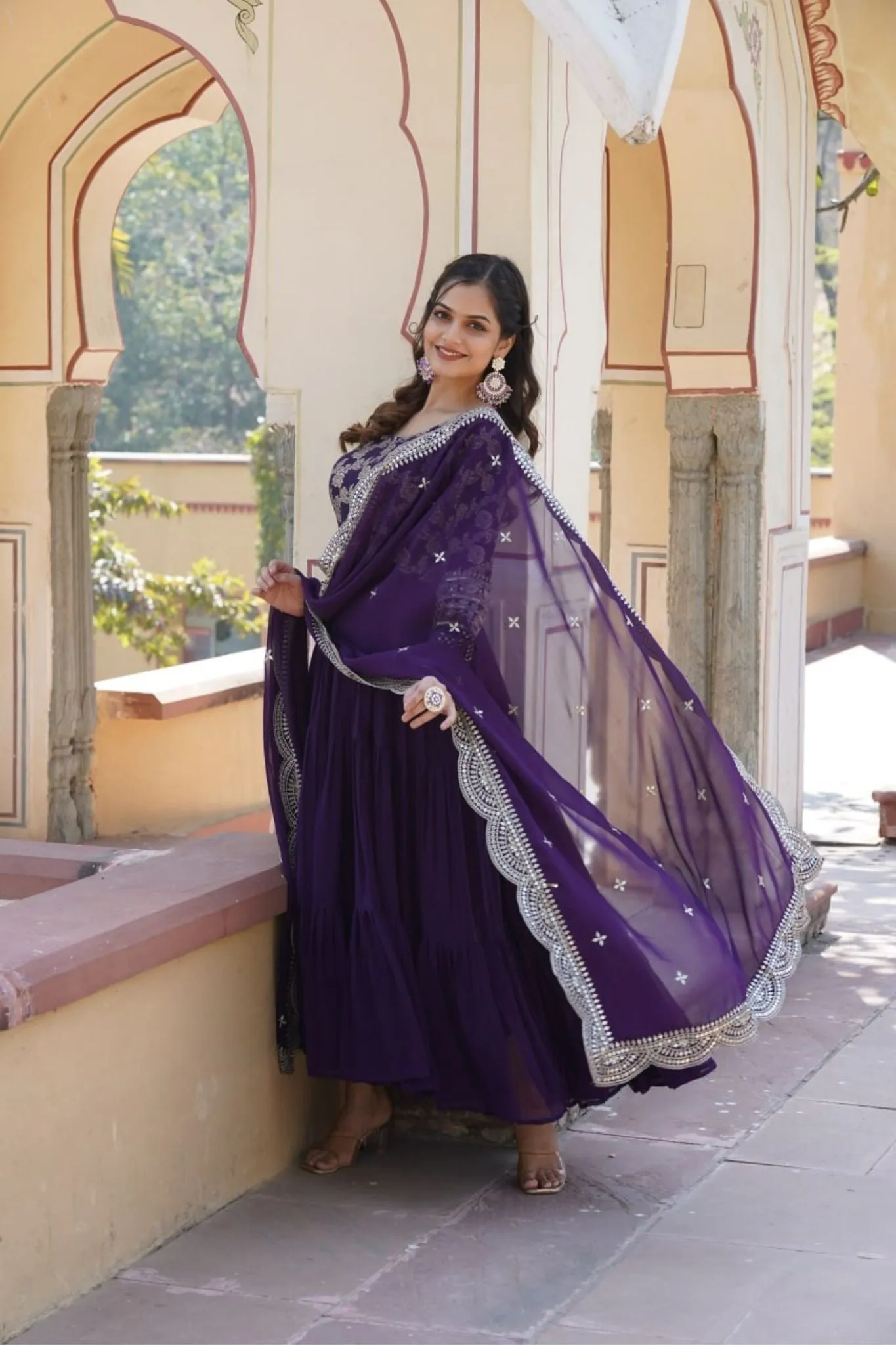 Traditional Elegance Anarkali Gown And Dupatta Set