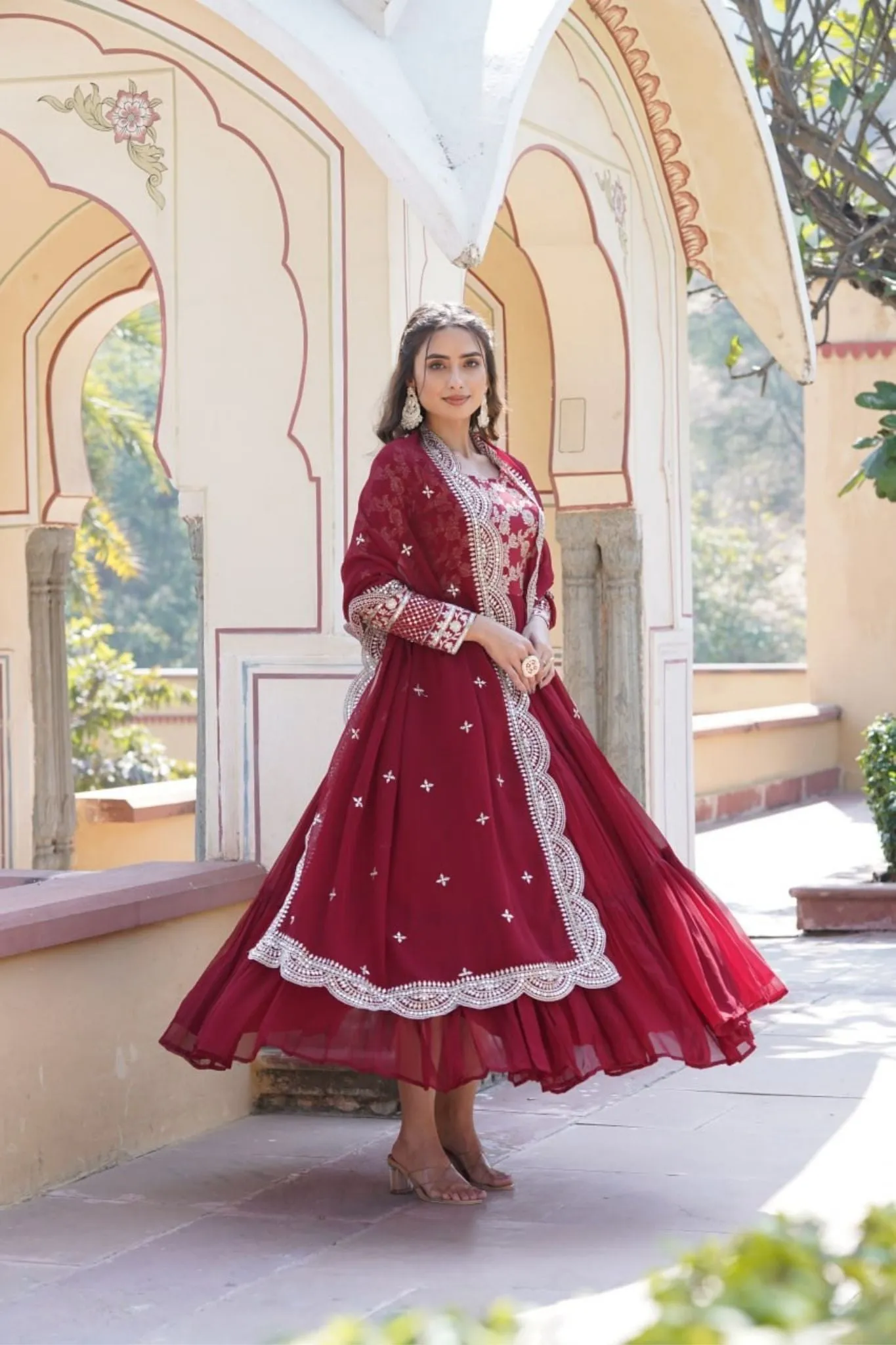 Traditional Elegance Anarkali Gown And Dupatta Set