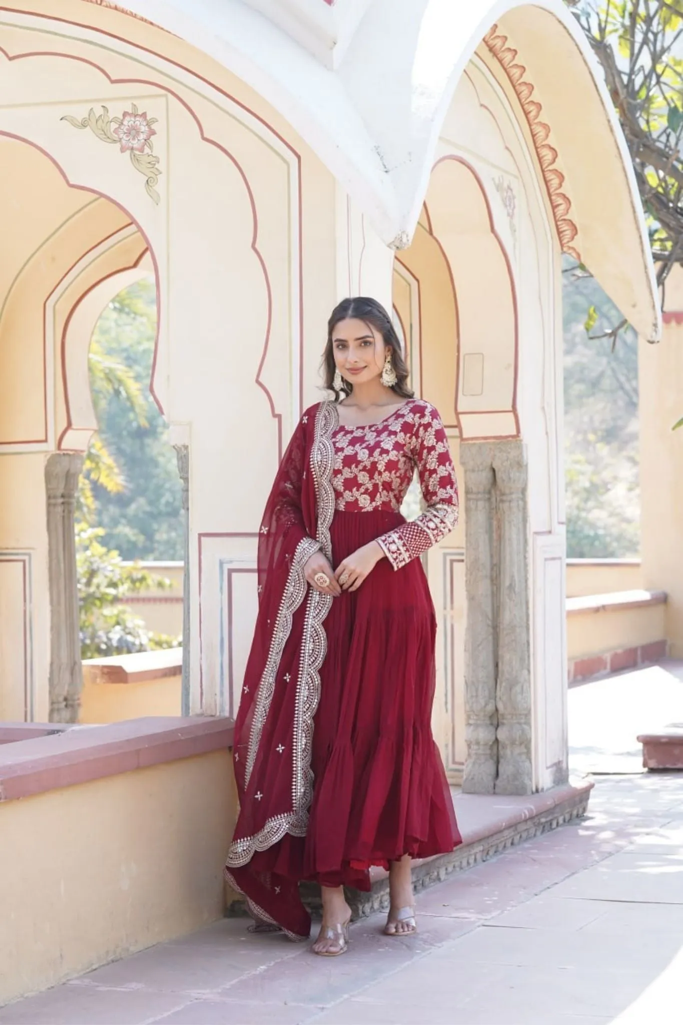 Traditional Elegance Anarkali Gown And Dupatta Set