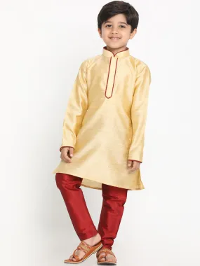 Vastramay Boy's Gold-Toned Kurta with Pyjama Set