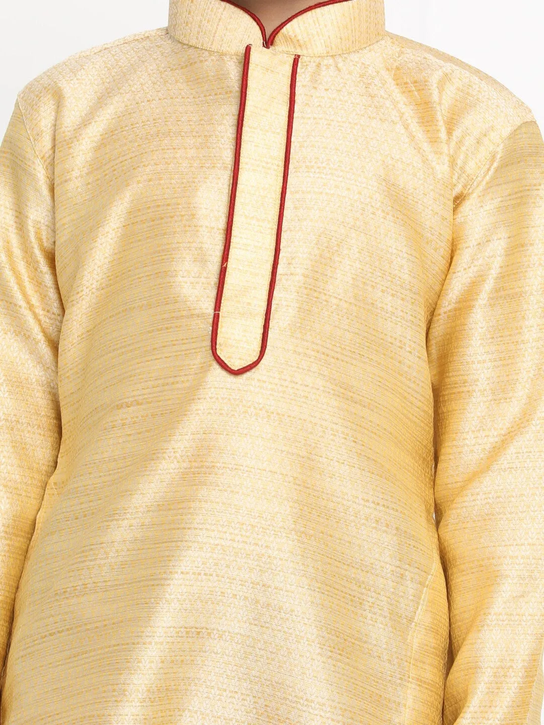 Vastramay Boy's Gold-Toned Kurta with Pyjama Set