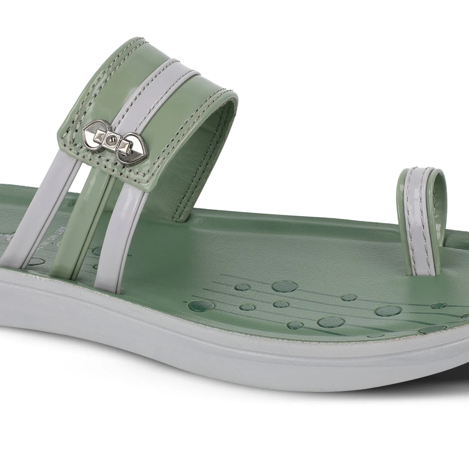 Walkaroo Womens Toe Ring Slide Sandals  - WL7415 Grey Green