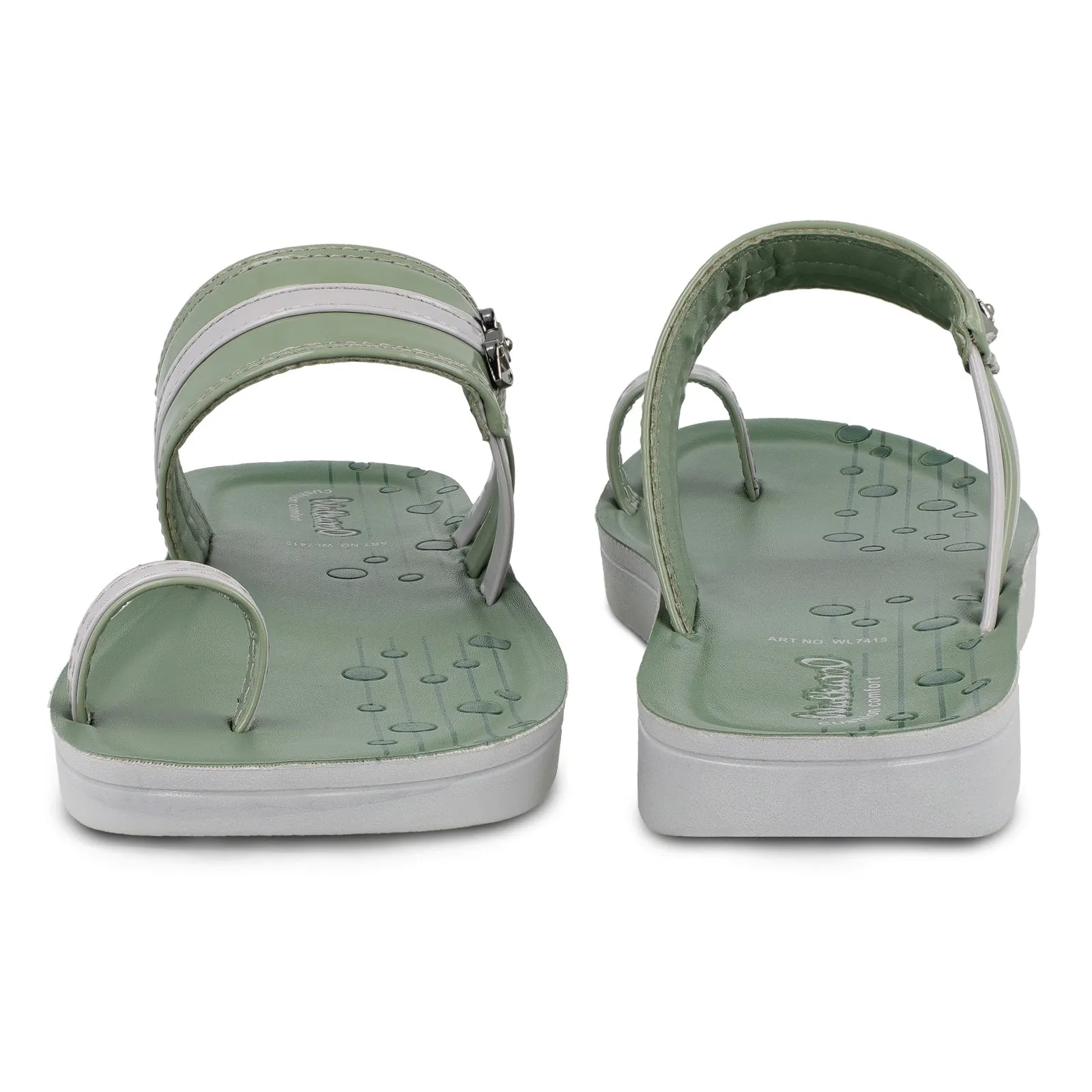 Walkaroo Womens Toe Ring Slide Sandals  - WL7415 Grey Green